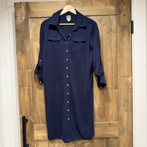 Anne Klein Navy Long Sleeve Dress